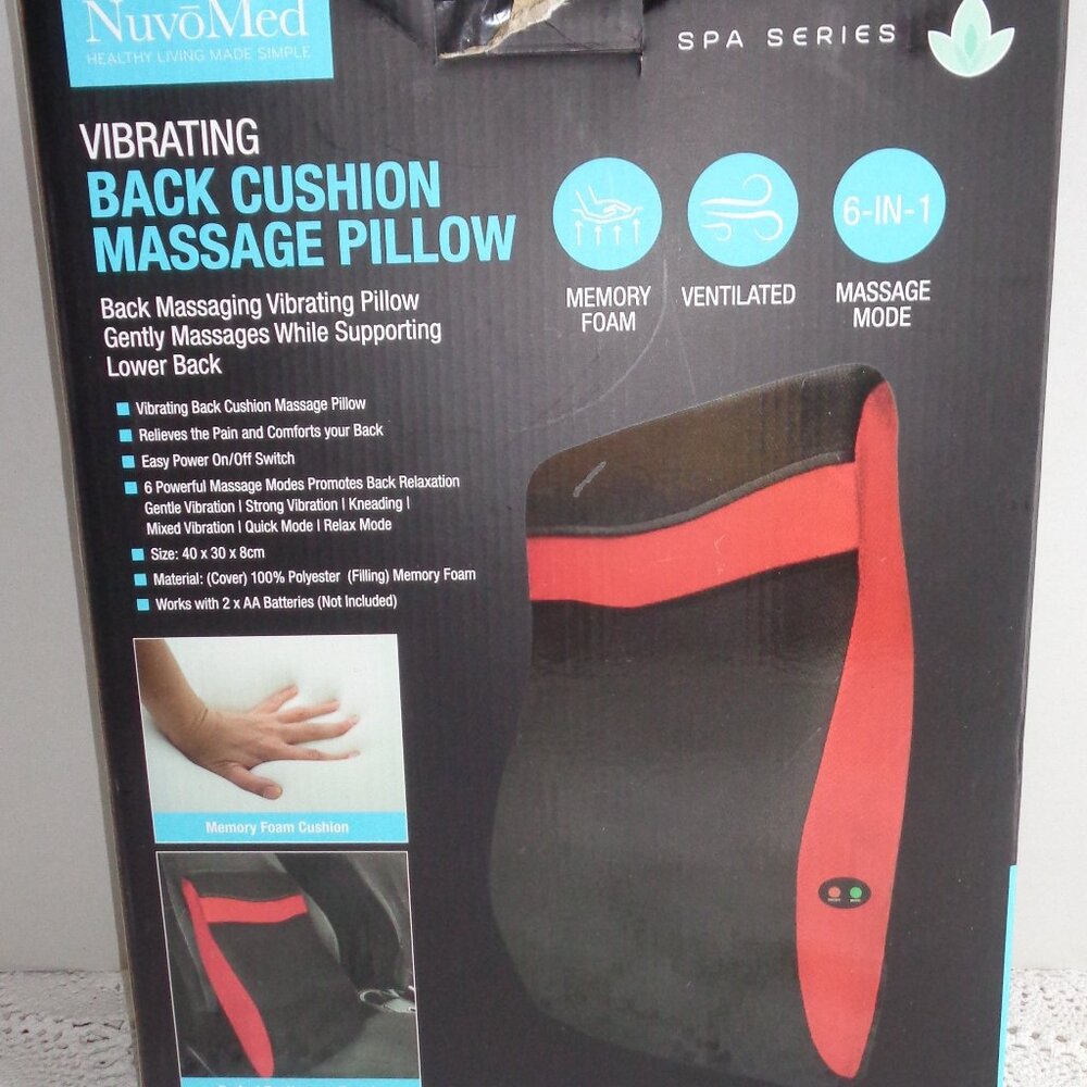 NUVOMED Back Massage Pillow Spa Series - Battery Operated - New - READ